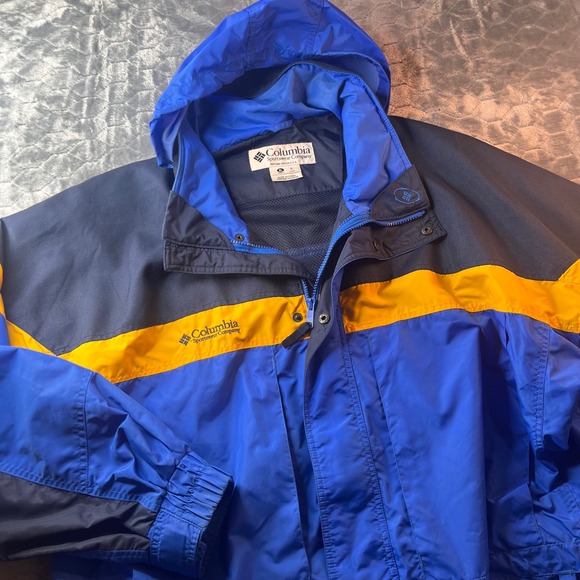 Vintage Columbia Sportswear SM 3280 Blue Yellow Colorblock Windbreaker Jacket XL